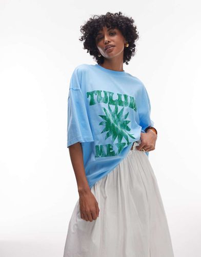 T-shirt oversize  motif Tulum - Turquoise - Topshop - Modalova