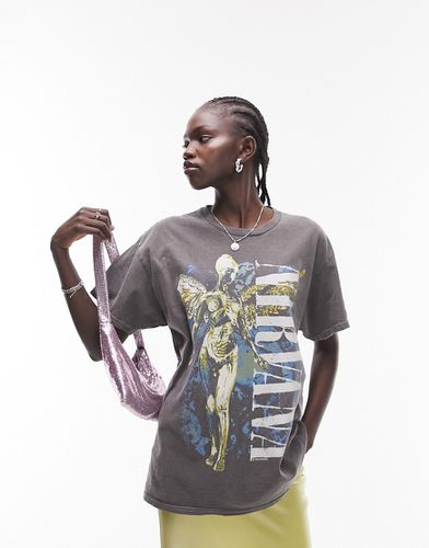 T-shirt oversize avec motif ange et Nirvana sous licence - délavé - Topshop - Modalova