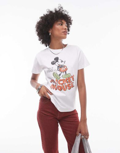 T-shirt ajusté à imprimé Mickey Mouse sous licence - Écru - Topshop - Modalova