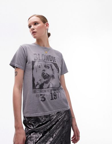 T-shirt effet rétréci imprimé Blondie 1977 - délavé - Topshop - Modalova
