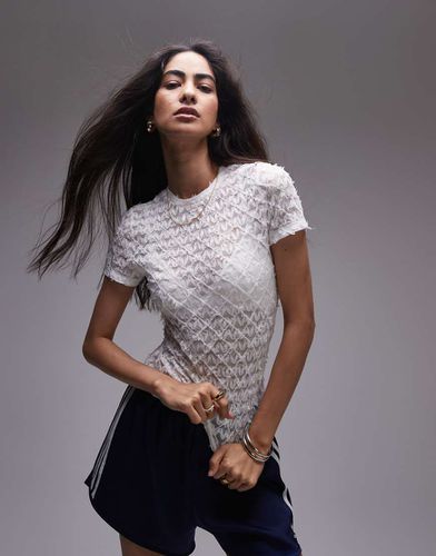 T-shirt en dentelle texturée - Topshop - Modalova