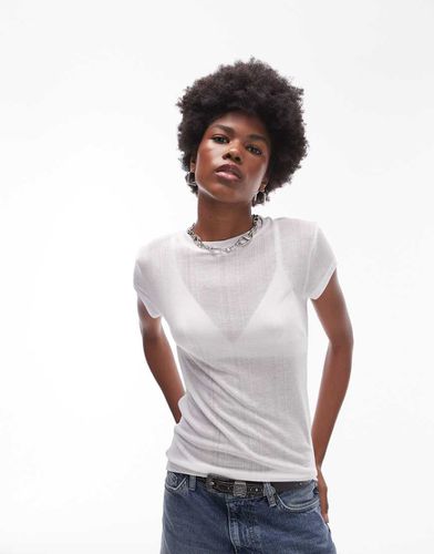 T-shirt long transparent en maille côtelée de qualité - Topshop - Modalova