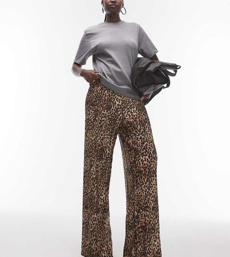 Tall - Pantalon plissé à imprimé léopard - Topshop - Modalova