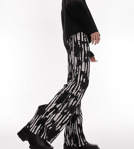 Pantalon plissé droit à imprimé zébré abstrait - Topshop Tall - Modalova