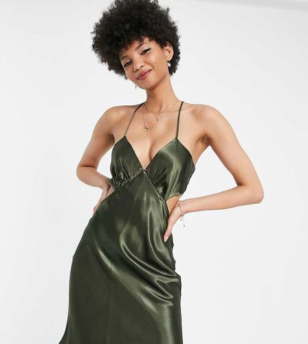 Robe satinée courte à découpes et dos nu - Sarcelle - Topshop Tall - Modalova