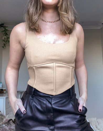Top corset côtelé - Bronze - Topshop - Modalova