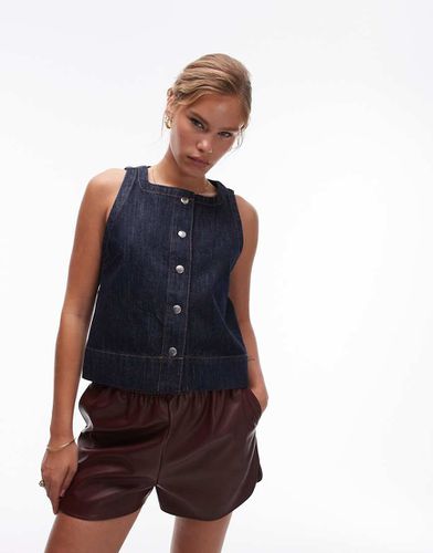 Top boutonné en denim - Indigo brut - Topshop - Modalova