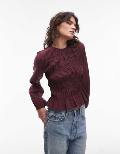 Top froncé asymétrique - Bordeaux - Topshop - Modalova