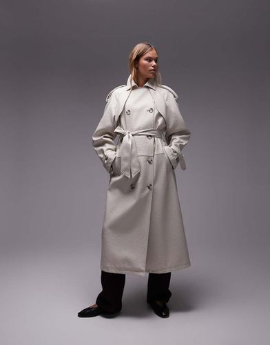 Trench-coat texturé en similicuir - Crème - Topshop - Modalova