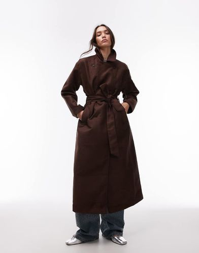 Trench-coat oversize en imitation daim - chocolat - Topshop - Modalova