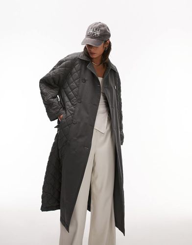 Trench-coat réversible long et rembourré - Anthracite - Topshop - Modalova