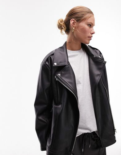 Blouson style motard ultra-oversize en similicuir - Topshop - Modalova