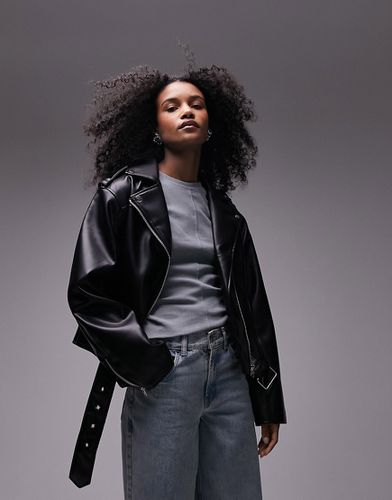 Blouson style motard en similicuir - Topshop - Modalova