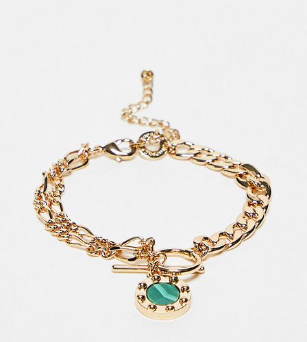 Bracelet en plaqué or avec charm en malachite 14 carats - Topshop - Modalova