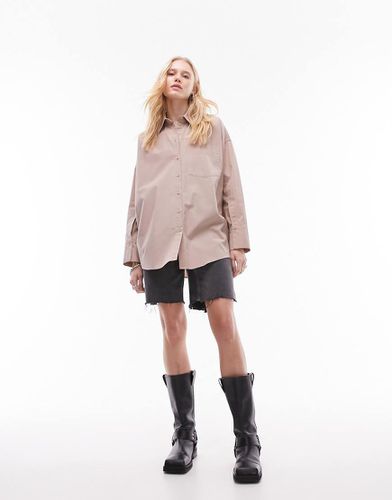 Chemise oversize en popeline - Taupe - Topshop - Modalova