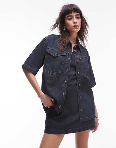 Chemise de vacances en jean léger à manches courtes - Indigo - Topshop - Modalova