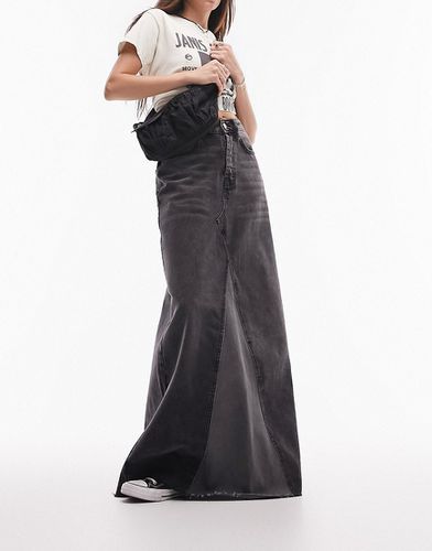 Jupe longue en jean retravaillé - délavé - Topshop - Modalova