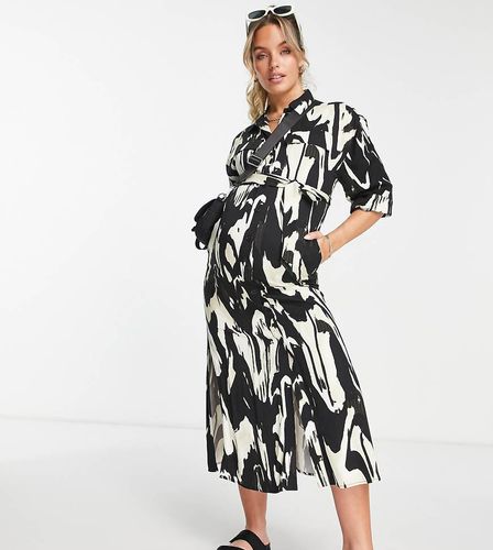 Maternity - Robe chemise en satin à imprimé animal - Topshop - Modalova