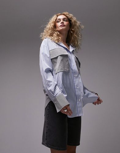 Mix & Match - Chemise oversize à rayures - Bleu et gris - Topshop - Modalova