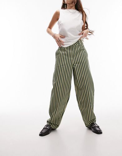 Pantalon ample à rayures - Kaki - Topshop - Modalova