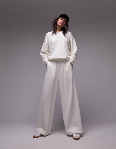 Pantalon ample d'ensemble en tissu doux de qualité supérieure - Écru - Topshop - Modalova