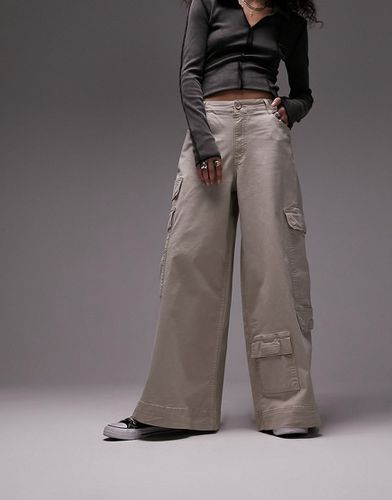 Pantalon cargo ultra oversize style skateur - Taupe - Topshop - Modalova
