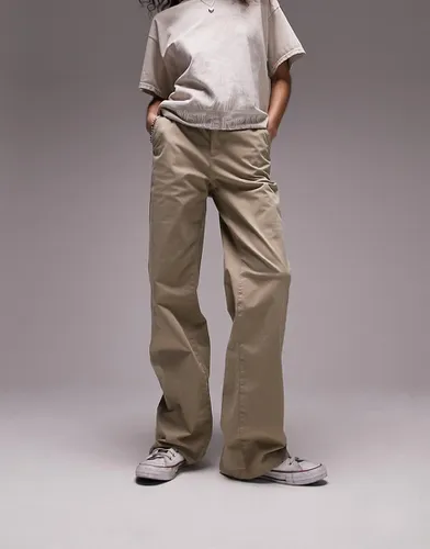 Pantalon chino droit à taille mi-haute - Camel - Topshop - Modalova