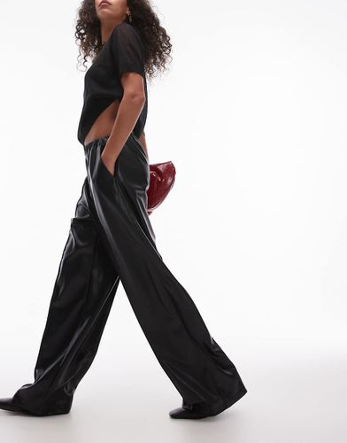 Pantalon de jogging ample en imitation cuir avec surpiqûres - Topshop - Modalova