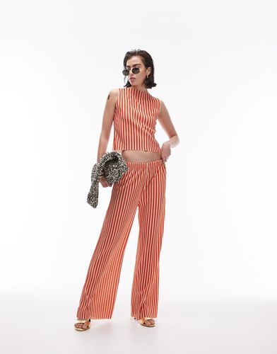 Pantalon d'ensemble ample en tissu plissé rayé - Topshop - Modalova