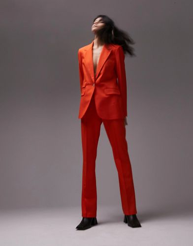 Pantalon d'ensemble fendu à l'arrière à taille haute coupe féminine - Rouge - Topshop - Modalova
