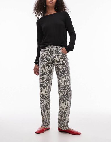 Pantalon droit à zébrures - Topshop - Modalova