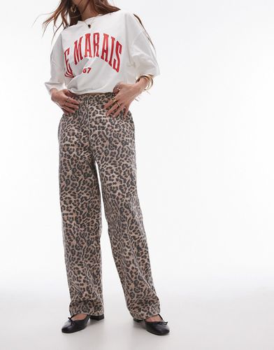Pantalon droit léopard - Topshop - Modalova
