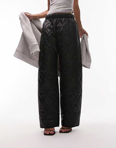 Pantalon droit matelassé - Noir - Topshop - Modalova