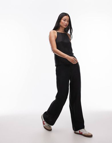 Pantalon en satin à fines rayures et cordon de serrage - Topshop - Modalova