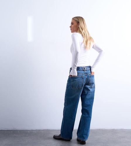 Jean dcontract  taille basse cintre - moyen - Topshop Petite - Modalova