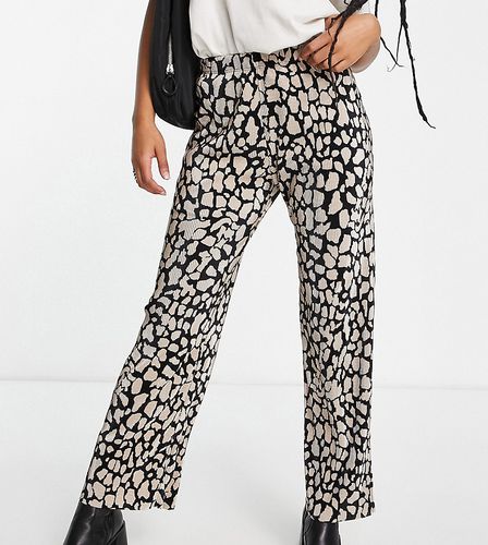 Pantalon ample plissé à imprimé girafe - Noir et blanc - Topshop Petite - Modalova