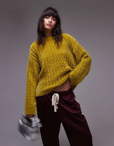 Pull oversize en maille chenille chunky torsadée - Chartreuse - Topshop - Modalova