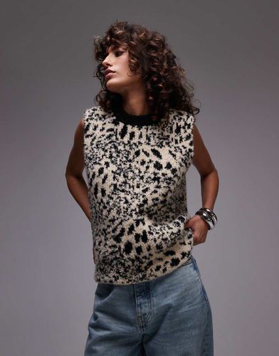 Pull sans manches à imprimé animal en maille bouclée - Neutre - Topshop - Modalova