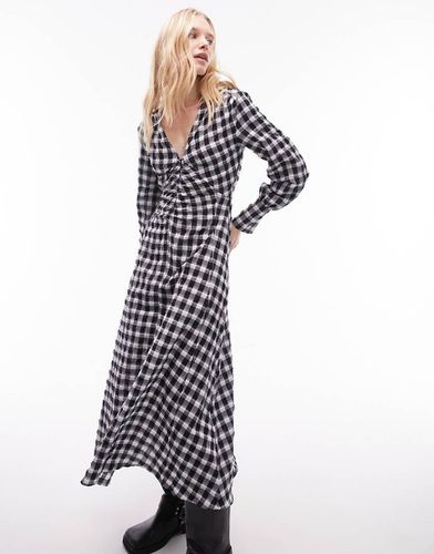 Robe mi-longue zippée devant à carreaux texturés - Monochrome - Topshop - Modalova