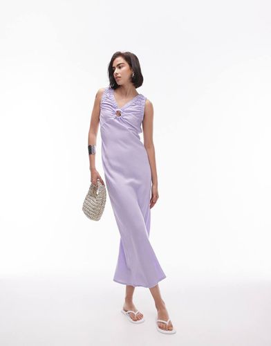 Robe mi-longue à fente goutte d'eau et col V - Lilas - Topshop - Modalova