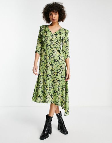 Robe mi-longue à volants et fleurs - Topshop - Modalova