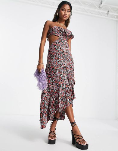 Robe mi-longue asymétrique à volants et découpe sur le côté - Topshop - Modalova