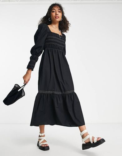 Robe mi-longue style casual à fronces contrastées - Topshop - Modalova