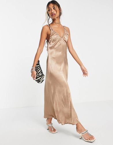 Robe nuisette froncée en satin - Topshop - Modalova