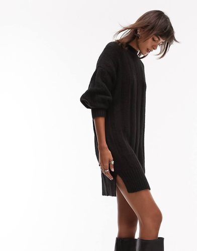 Robe courte en maille à côtes larges avec col cheminée - Topshop - Modalova