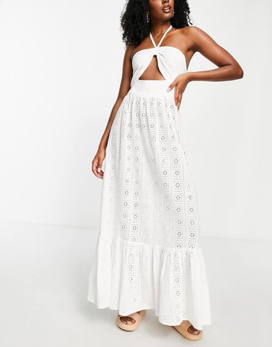 Robe de plage longue dos-nu en broderie anglaise - Topshop - Modalova