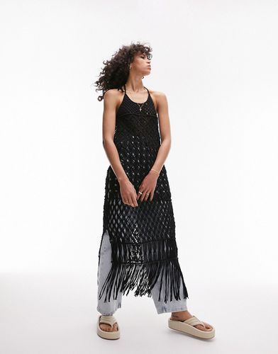 Robe en maille ajourée tricotée à la main - macramé - Topshop - Modalova