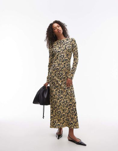 Robe longue à encolure bateau et imprimé fleuri flou - Topshop - Modalova