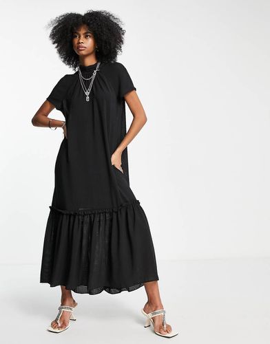 Robe longue avec col noué et ourlet à basque - Topshop - Modalova