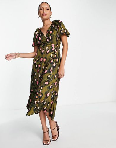 Robe portefeuille mi-longue à imprimé animal - Topshop - Modalova